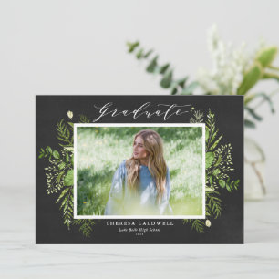Aquarel Loof Chalkboard Foto Afstudeer Uitnodiging