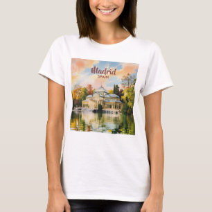 Aquarel Madrid Spanje Reizen Stadsgezicht Op Maat T-shirt