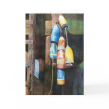 Aquarel Maine Kreeftendrijvende Boei Kustblauw Gee