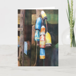 Aquarel Maine Kreeftendrijvende Boei Kustblauw Gee Bedankkaart