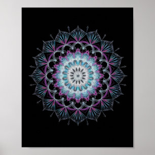 Aquarel Mandala Heilige Fractale Geometrie Kunst Poster