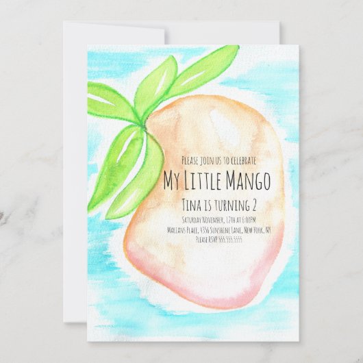 Aquarel Mango Handgeschilderde Tropische Uitnodigi Kaart (Voorkant)