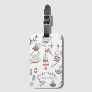 Aquarel maritieme elementen Zeiler Bagagelabel