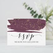 Aquarel Marsala en Goud Menu Keuze RSVP Kaart (Staand voorkant)