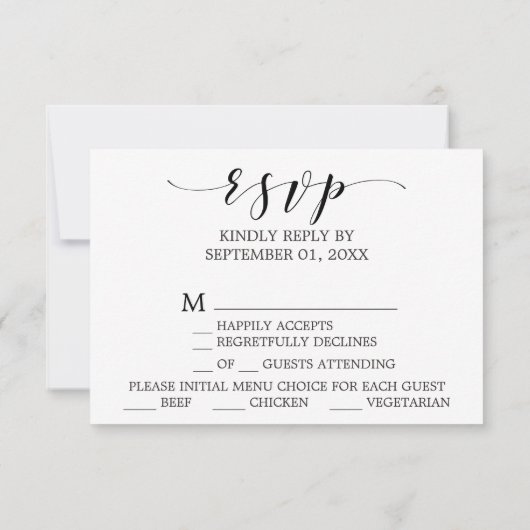 Aquarel Marsala en Goud Menu Keuze RSVP Kaart (Achterkant)