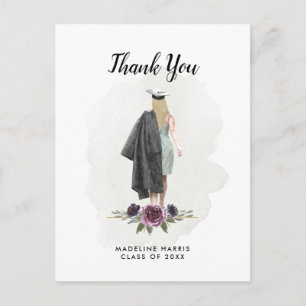 Aquarel Meisje op Maat gemaakte Foto Grad Bedankt Briefkaart