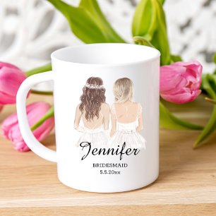 aquarel meisjes, bruidsmeisje gepersonaliseerd  koffiemok