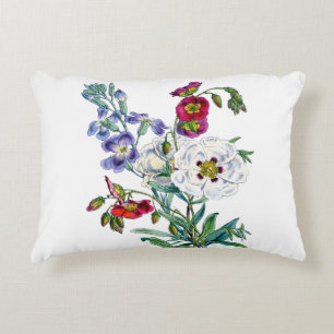 Aquarel met vintage bloemboeket accent kussen