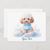 Aquarel Miniatuur Abrikozenkleurige Poodle Puppy H Briefkaart (Voorkant / Achterkant)