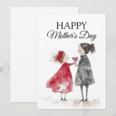Aquarel Moederdag Feestdagenkaart (Voorkant / Achterkant)
