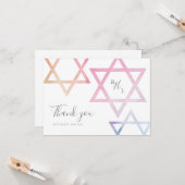 Aquarel Monogram Bat Mitzvah Bedankt Kaart (Voorkant / Achterkant in situ)