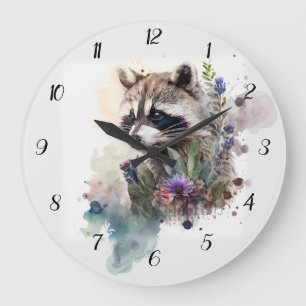 Aquarel Mooie Wasbeer Lente Bloemen Grote Klok