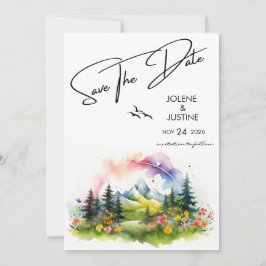 Aquarel Mountain Wildflower Save The Date