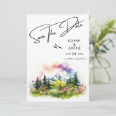 Aquarel Mountain Wildflower Save The Date (Staand voorkant)