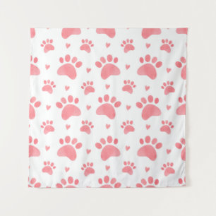 Aquarel naadloos patroon van kattenpoten wandkleed