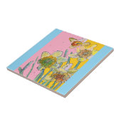 Aquarel Narcis Bloem Bloemrijk Roze Geel Blauw Tegeltje (Zijkant)