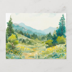 Aquarel Natuur Berg Handgetekend Briefkaart