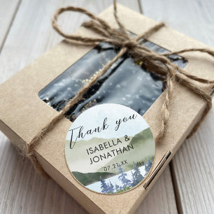 Aquarel Natuur Landschap Meer Bedankjes  Ronde Sticker