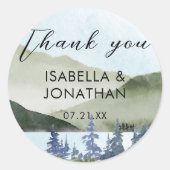 Aquarel Natuur Landschap Meer Bedankjes  Ronde Sticker (Voorkant)