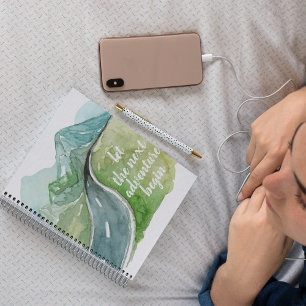 Aquarel Natuur Laten we het volgende avontuur begi Notitieboek