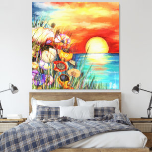 Aquarel Natuur Zonsopgang Canvas Print