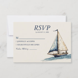 Aquarel Nautilus Schip Zeiljacht Trouwen RSVP Kaartje