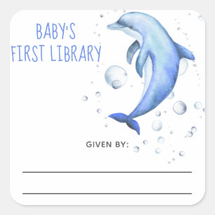 Aquarel nautisch - baby shower boekplaat vierkante sticker