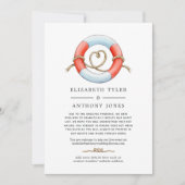 Aquarel Nautische Trouwdatum Beperkte Gastlijst Aankondiging (Voorkant)