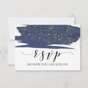 Aquarel Navy en Goud Lied Verzoek RSVP Kaart