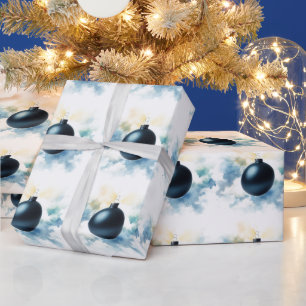 Aquarel Navyblauw Ornament Inpakpapier