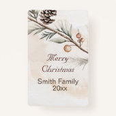 Aquarel Neutrale kleur Kerstboom Badge (Achterkant)