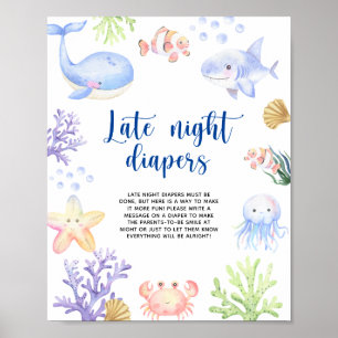 Aquarel oceaan dieren - Late nacht luiers Poster