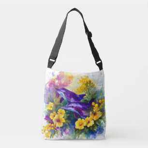 Aquarel Oceaan Dolfijnen Tropische Bloemen Crossbody Tas
