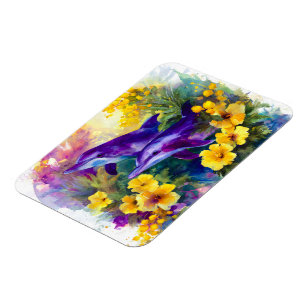 Aquarel Oceaan Dolfijnen Tropische Bloemen Magneet