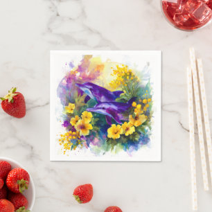 Aquarel Oceaan Dolfijnen Tropische Bloemen Servet