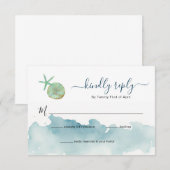 Aquarel Ocean Strand bruiloft RSVP Kaartje (Voorkant / Achterkant)