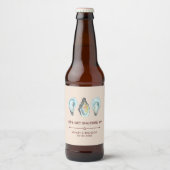 Aquarel Oester Kust Zee Bruiloft Bier Etiket (Voorkant)