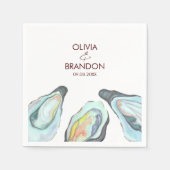 Aquarel Oester Kust Zeekant Bruiloft Servet (Voorkant)