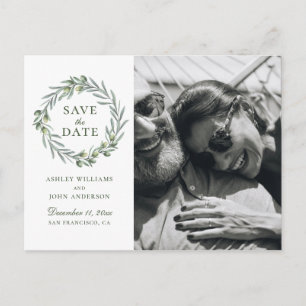 Aquarel olijf. Elegante Italiaanse Save the Date Briefkaart