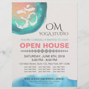 Aquarel Om YOGA Instructeur Studio Open Huis Flyer