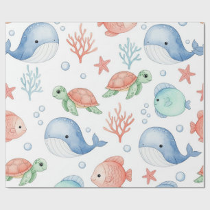 Aquarel Onder de Zee Schattige Oceandieren Cadeaupapier