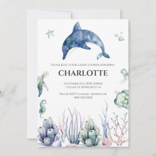Aquarel Onderwater Baby Shower Uitnodiging