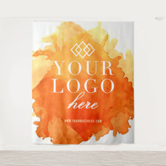 Aquarel op maat gemaakte logo beurs evenement acht wandkleed