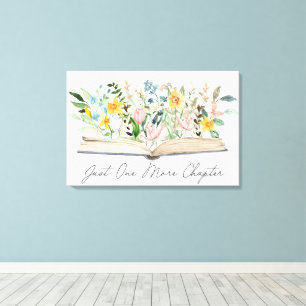 Aquarel Open Boek met Bloemen Bloemrijke Esthetiek Canvas Afdruk