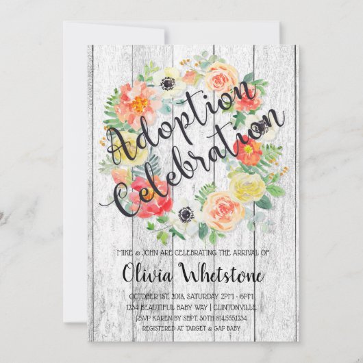 Aquarel Oranje & Gele Krans Adoptie Kaart (Voorkant)