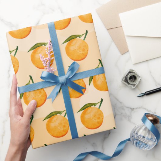 Aquarel Oranje Patroon Cadeaupapier (Geschenken)