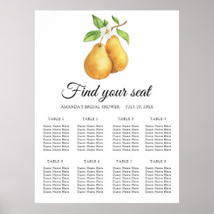 Aquarel paar peren Huwelijks zitplaats kaart Poster