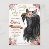 Aquarel paard verjaardags cowgirl uitnodiging (Voorkant)