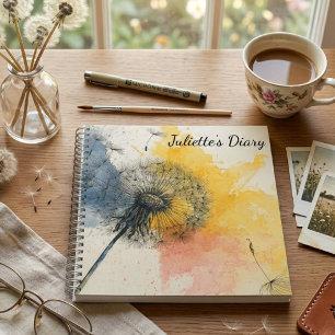 Aquarel Paardenbloemendagboek Notitieboek