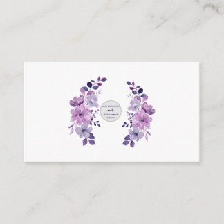 Aquarel paarse bloemenboeket informatiekaartje
